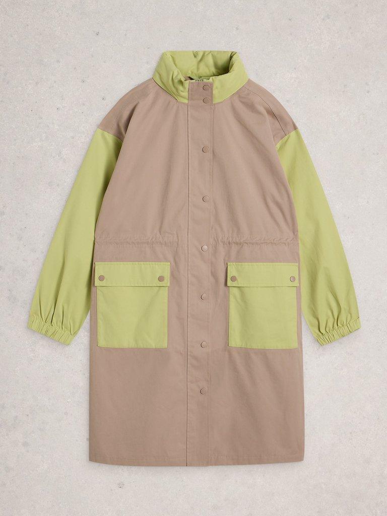 Beth Waterproof Hooded Coat in GREEN MLT - FLAT FRONT