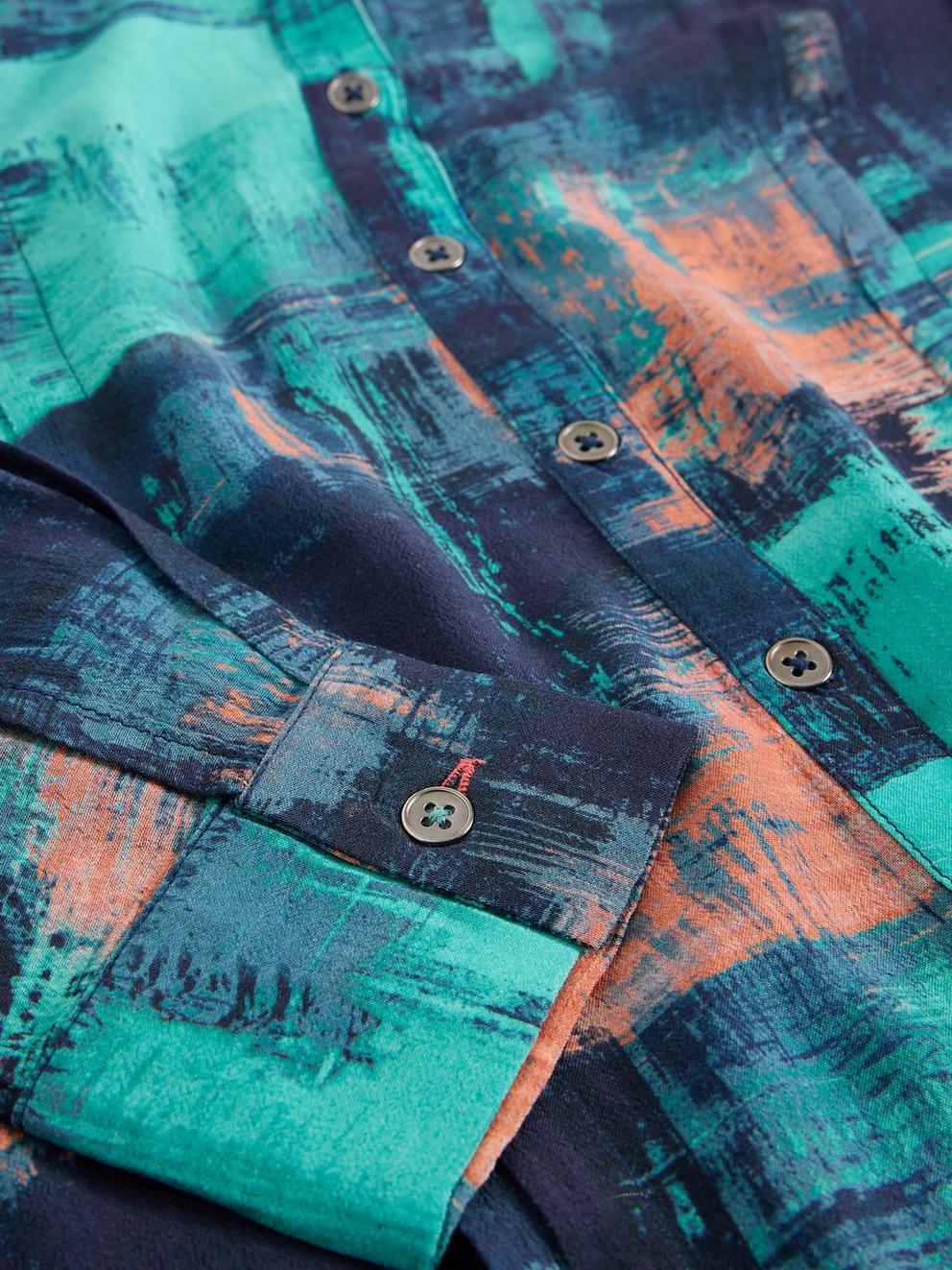 Frankie Collared Dress in NAVY MULTI - FLAT DETAIL