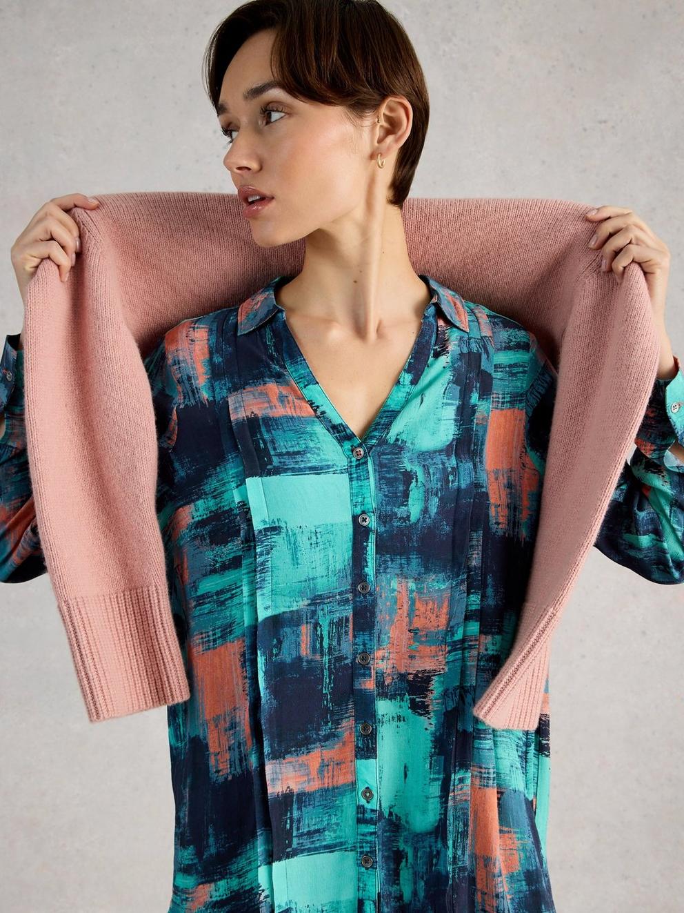 Frankie Collared Dress in NAVY MULTI - LIFESTYLE