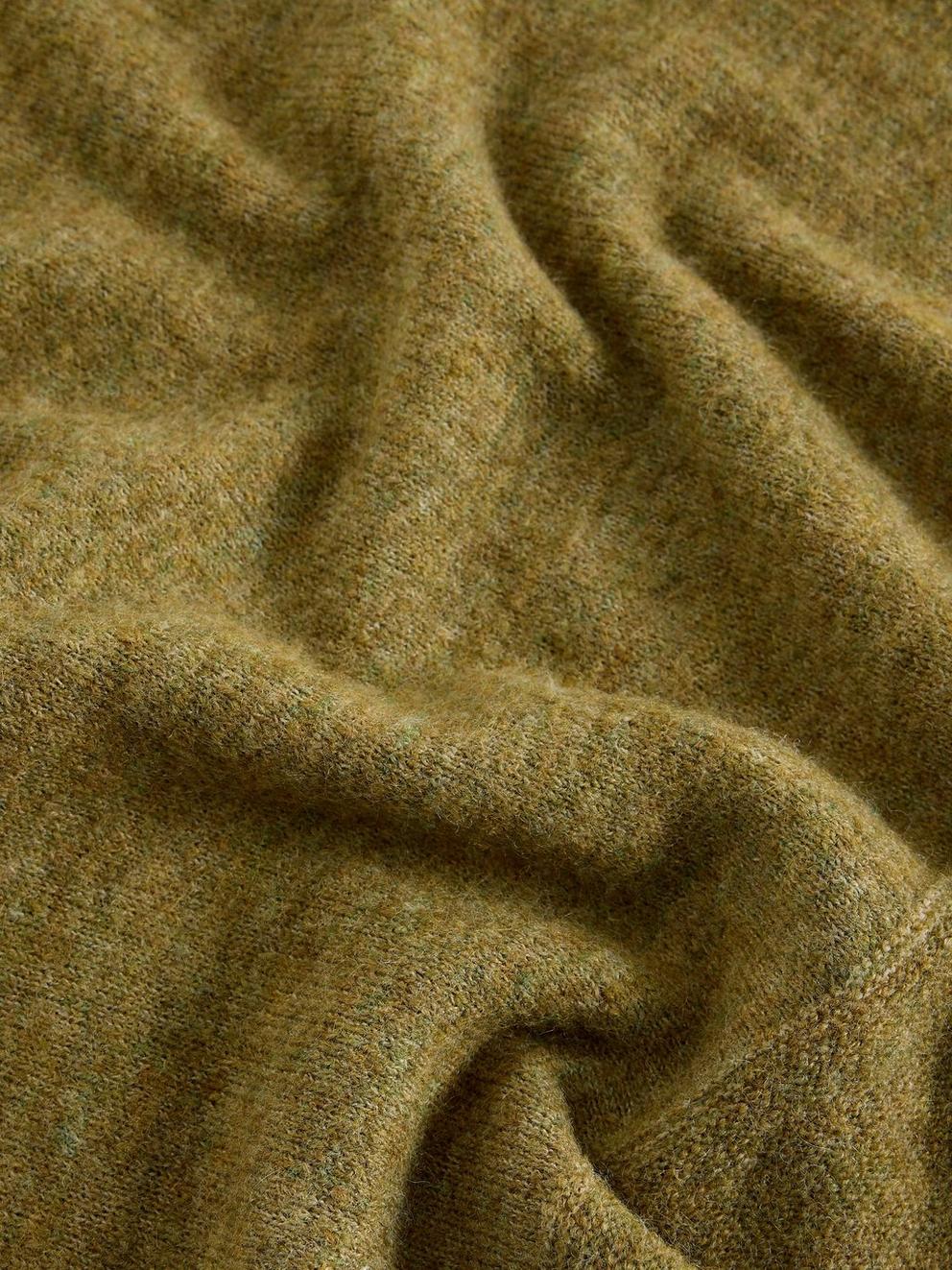 KATE KNITTED CREW NECK TEE in BRT GREEN - FLAT DETAIL