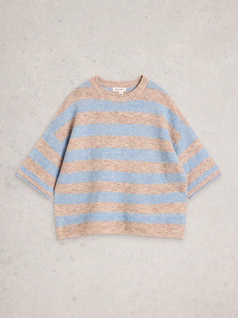 KATE KNITTED STRIPE TEE in NAT MLT - FLAT FRONT