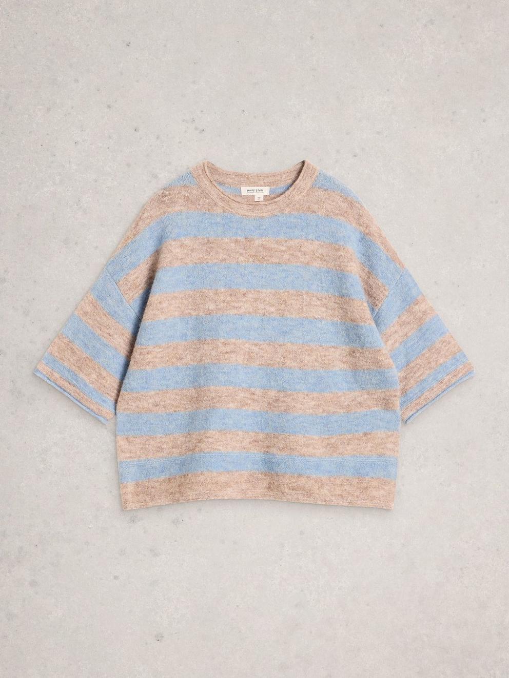 KATE KNITTED STRIPE TEE in NAT MLT - FLAT FRONT