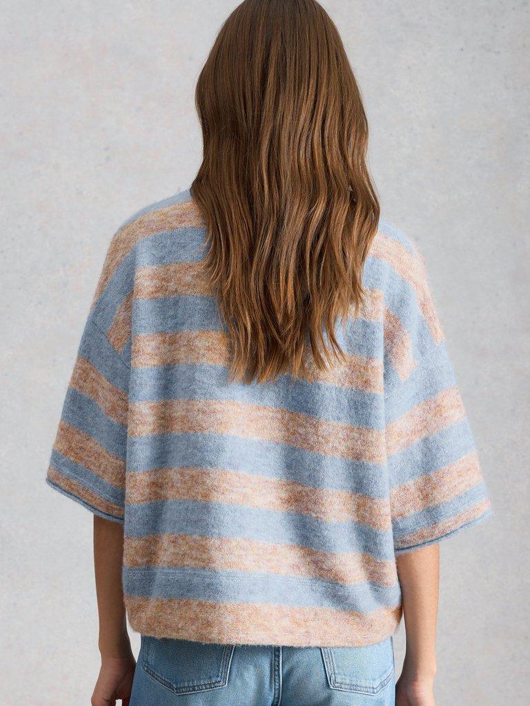 KATE KNITTED STRIPE TEE in NAT MLT - MODEL BACK