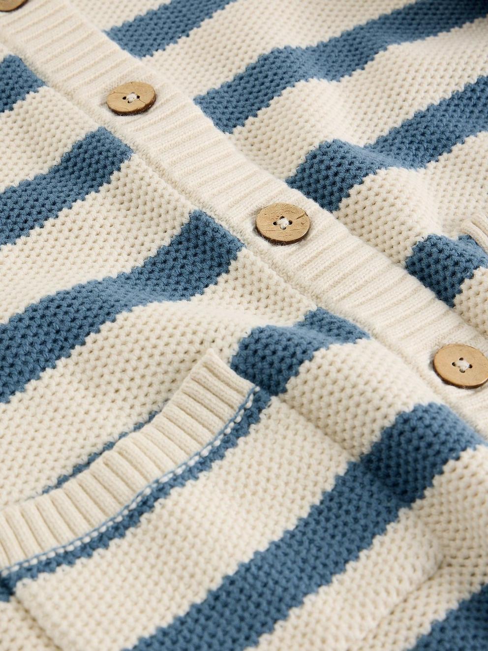 ISABELLA SHORT SLEEVE CARDI in BLUE MLT - FLAT DETAIL