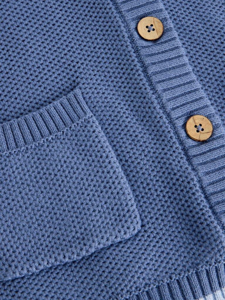 ISABELLA SHORT SLEEVE CARDI in MID BLUE - FLAT DETAIL