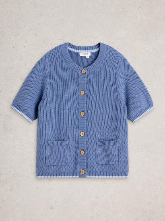 ISABELLA SHORT SLEEVE CARDI in BLUE MULTI | White Stuff
