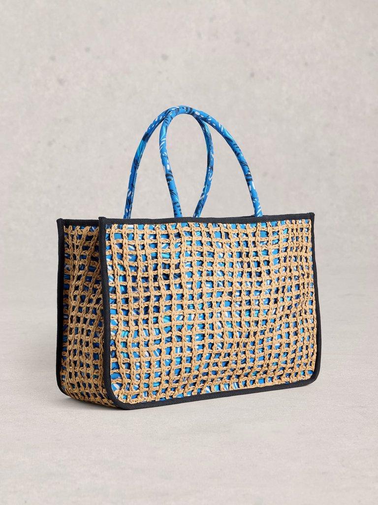 Jasmine Weave Tote Bag in BLUE MLT - FLAT BACK