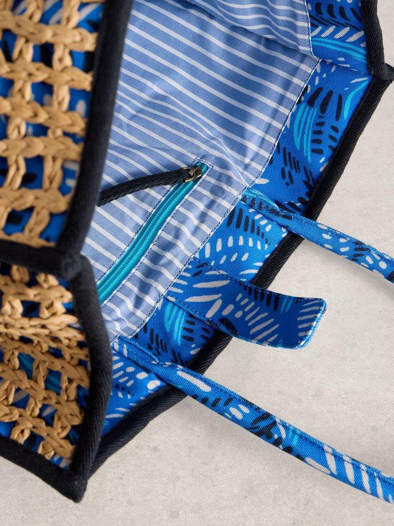 Jasmine Weave Tote Bag in BLUE MLT - FLAT DETAIL