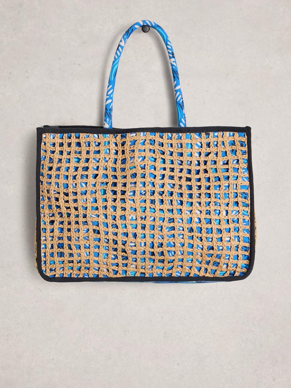 Jasmine Weave Tote Bag in BLUE MLT - FLAT FRONT
