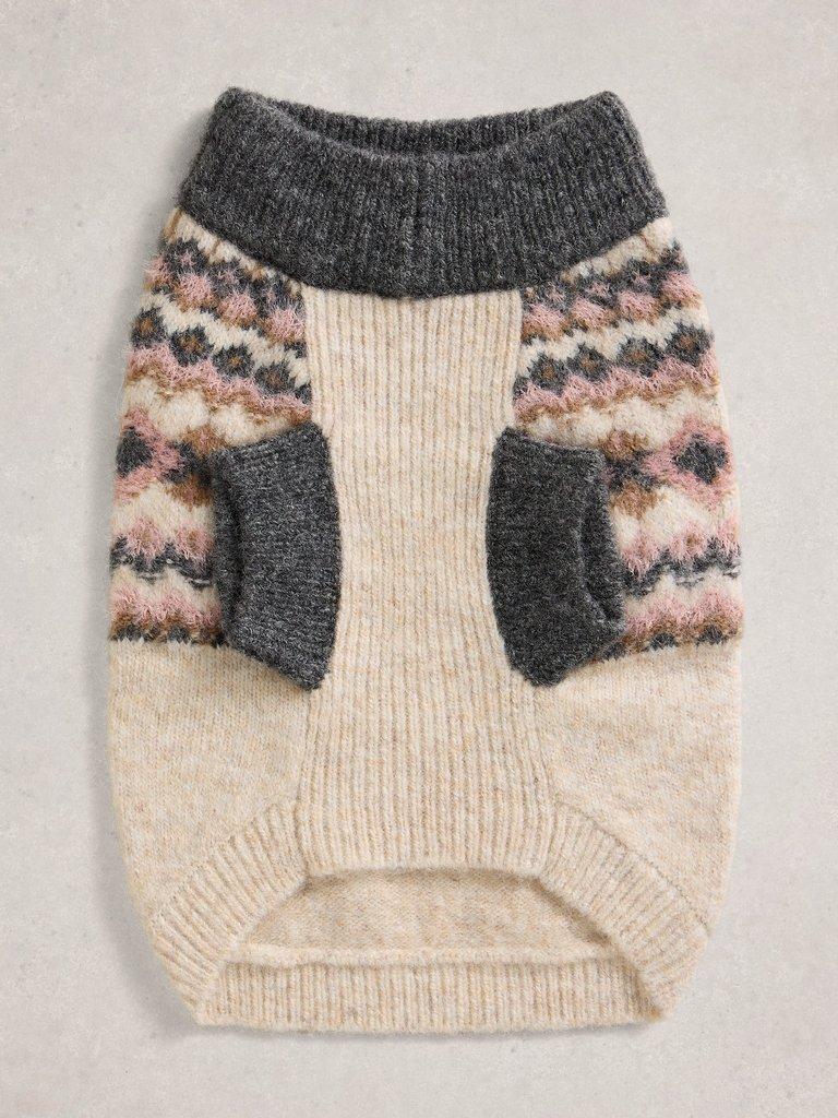 FAIRISLE DOG JUMPER in NAT MLT - FLAT BACK