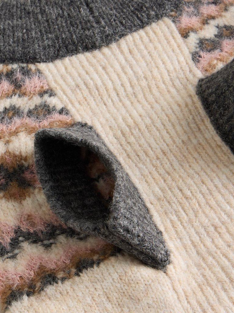 FAIRISLE DOG JUMPER in NAT MLT - FLAT DETAIL