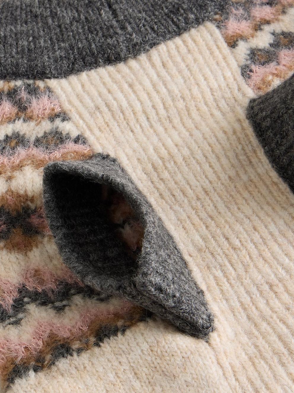 FAIRISLE DOG JUMPER in NAT MLT - FLAT DETAIL