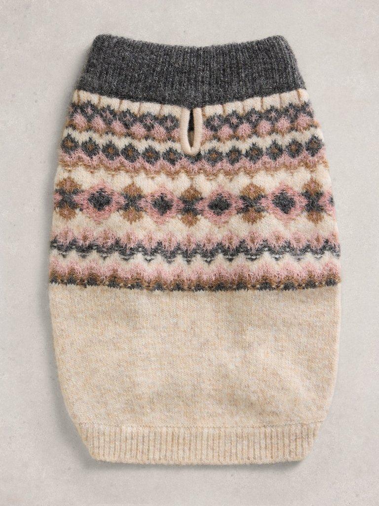 FAIRISLE DOG JUMPER in NAT MLT - FLAT FRONT
