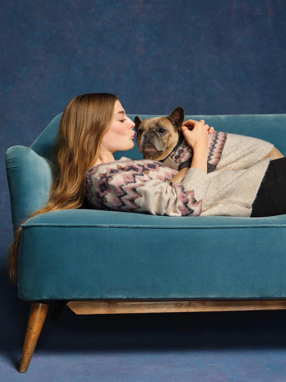 FAIRISLE DOG JUMPER in NAT MLT - MIXED