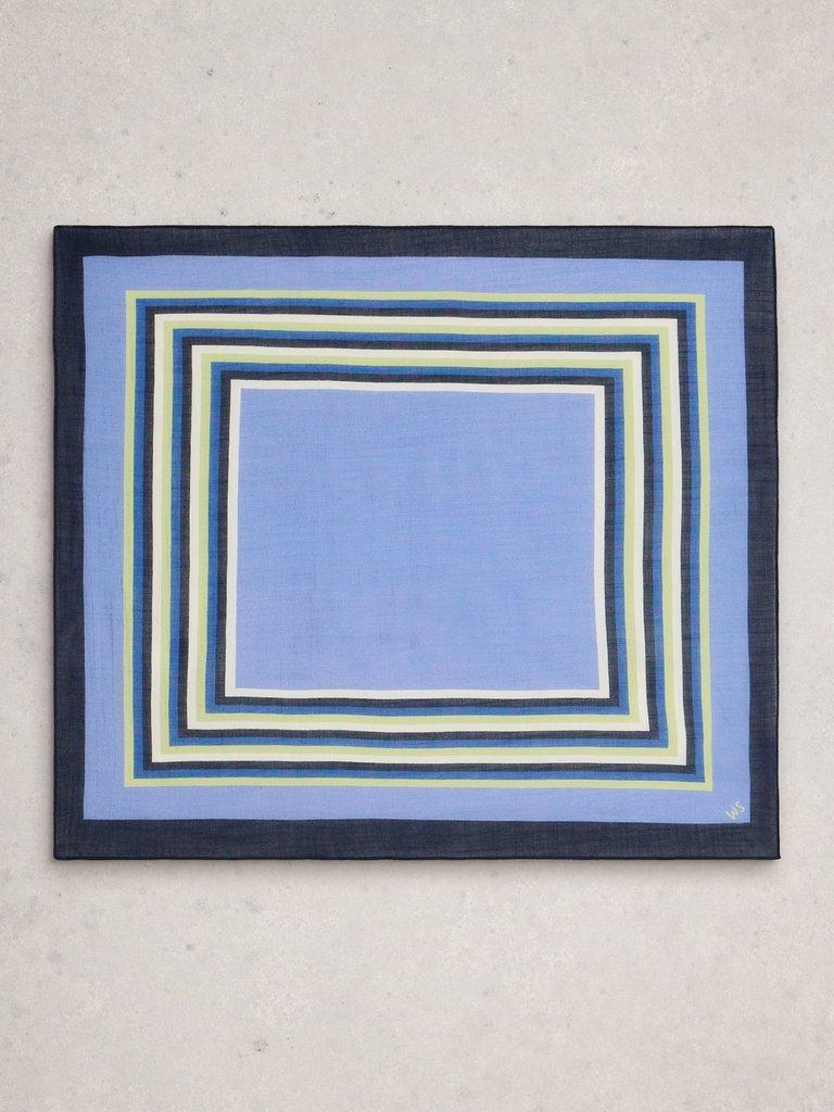 Emily Square Printed Scarf in BLUE MLT - FLAT BACK
