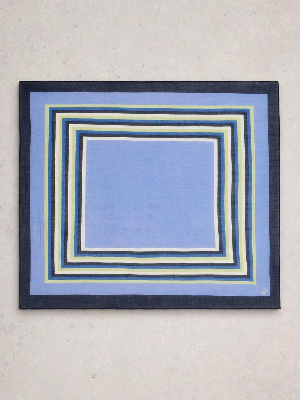 Emily Square Printed Scarf in BLUE MLT - FLAT BACK