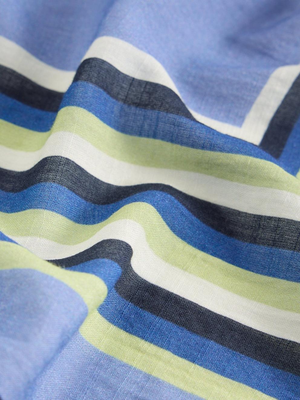 Emily Square Printed Scarf in BLUE MLT - FLAT DETAIL