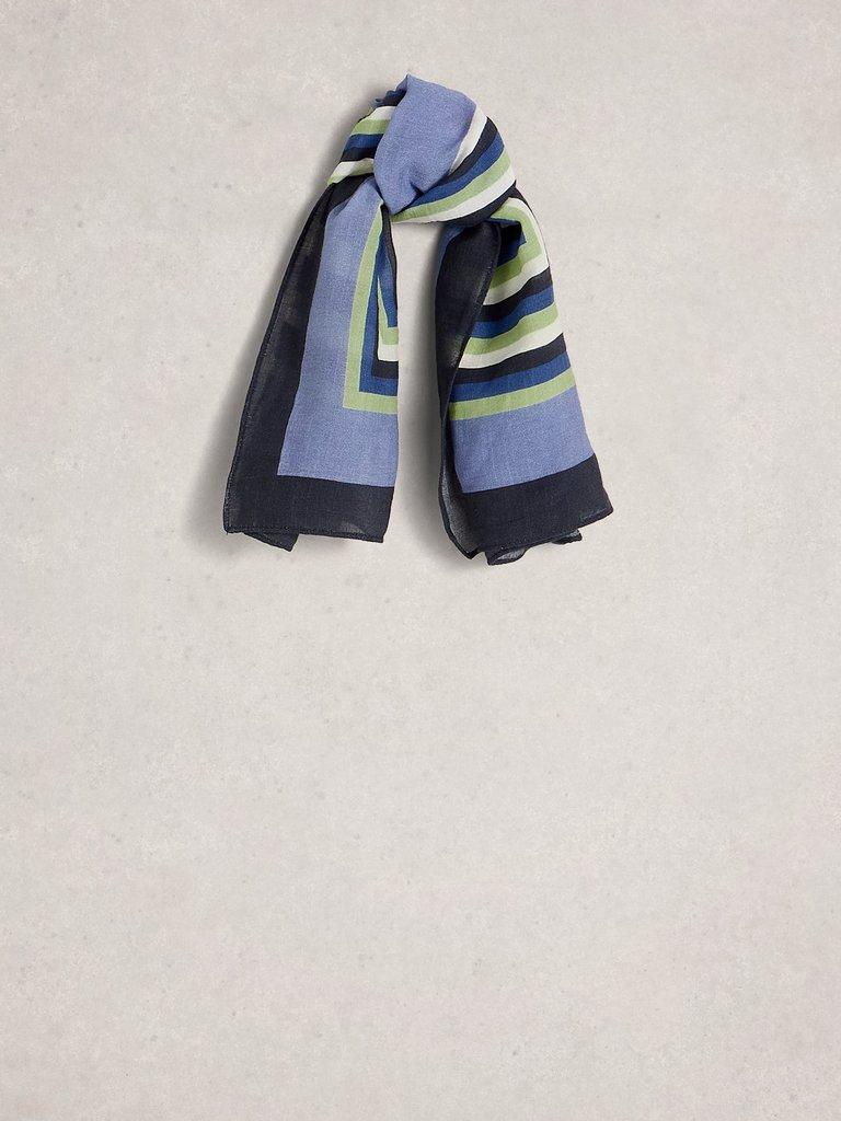 Emily Square Printed Scarf in BLUE MLT - FLAT FRONT