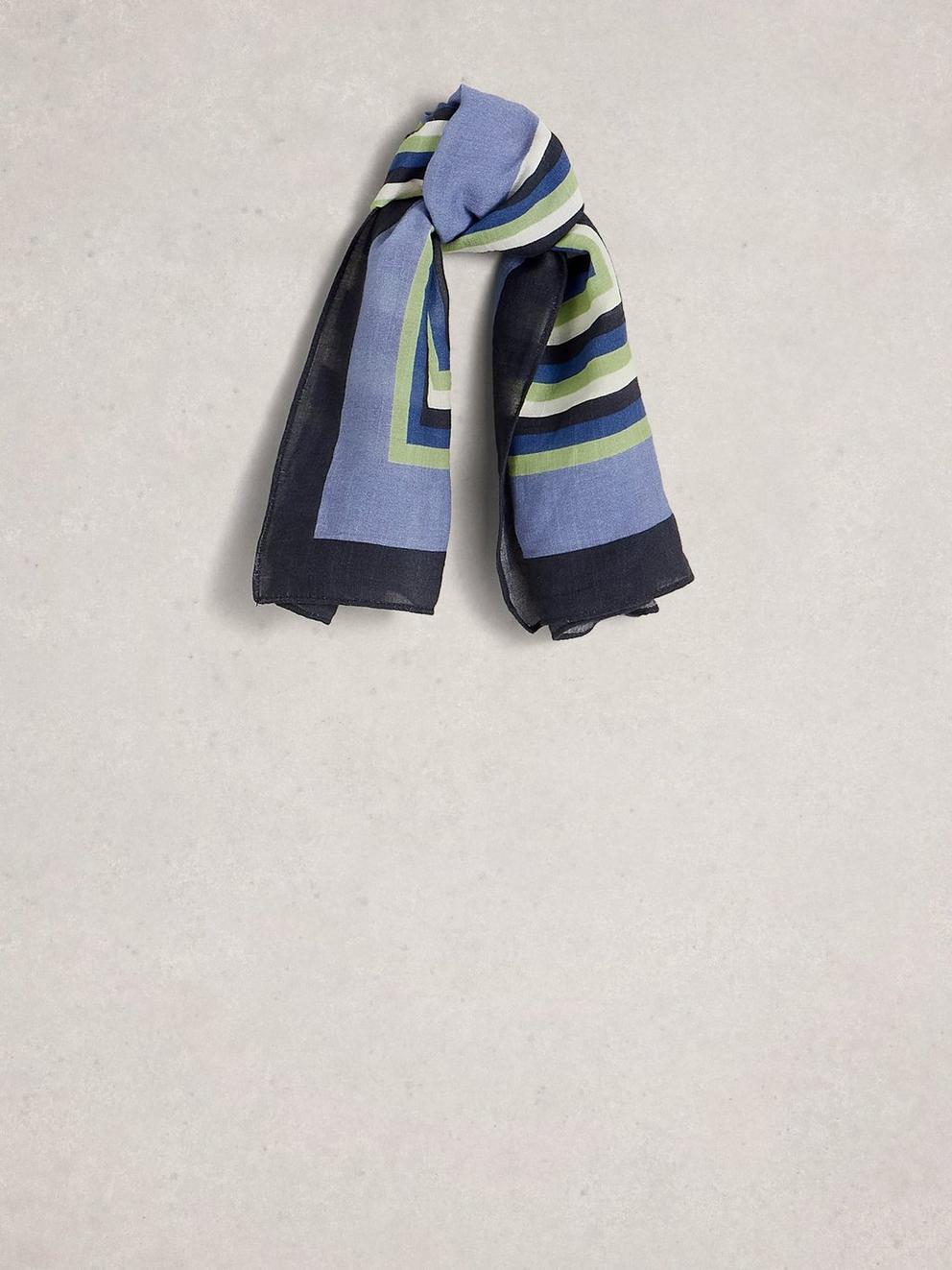 Emily Square Printed Scarf in BLUE MLT - FLAT FRONT