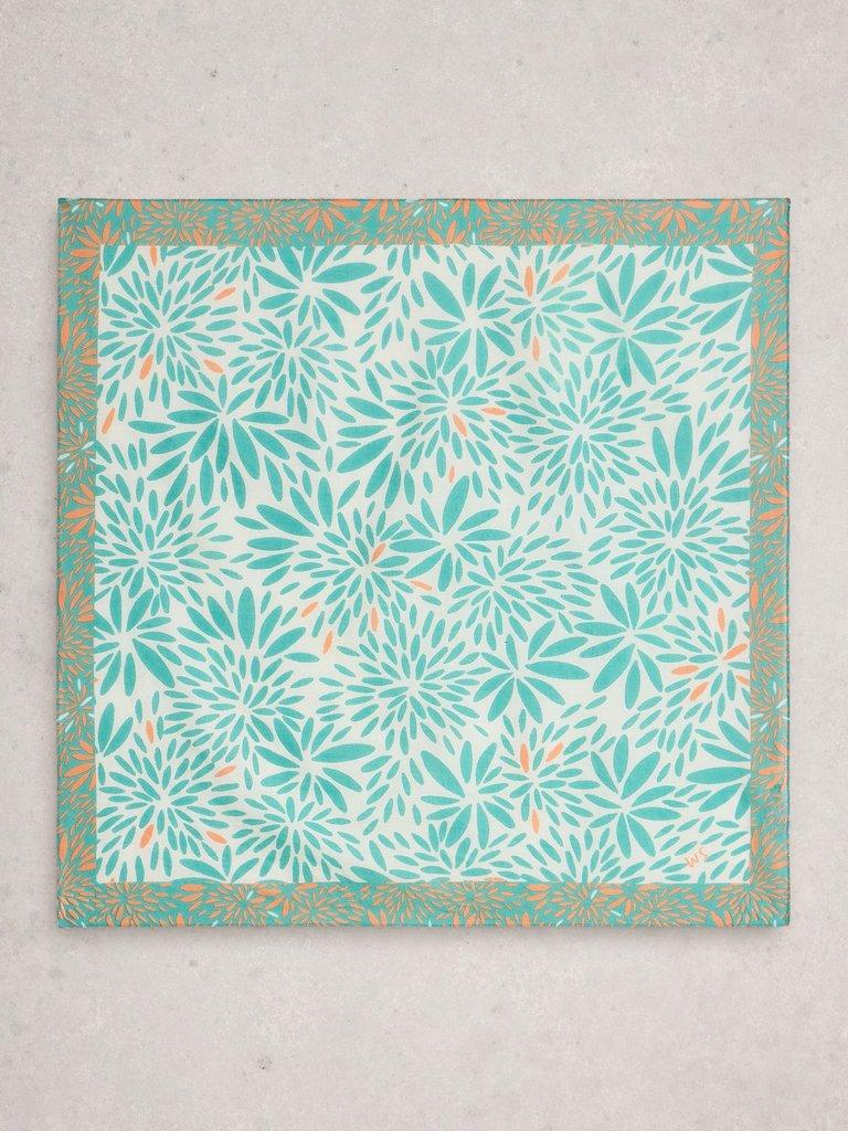 Emily Square Printed Scarf in BLUE PR - FLAT BACK