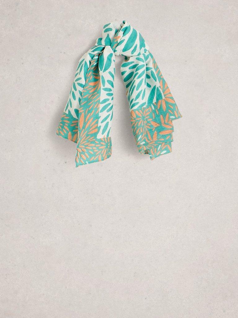 Emily Square Printed Scarf in BLUE PR - FLAT FRONT