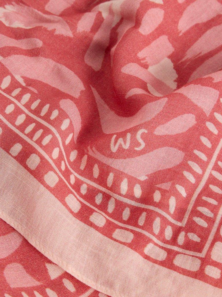 Emily Square Printed Scarf in PINK MLT - FLAT DETAIL