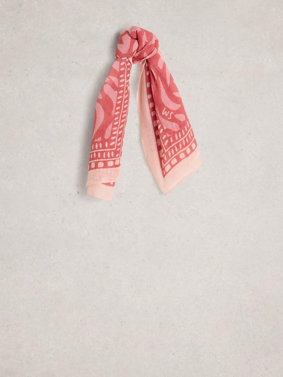 Emily Square Printed Scarf in PINK MLT - FLAT FRONT