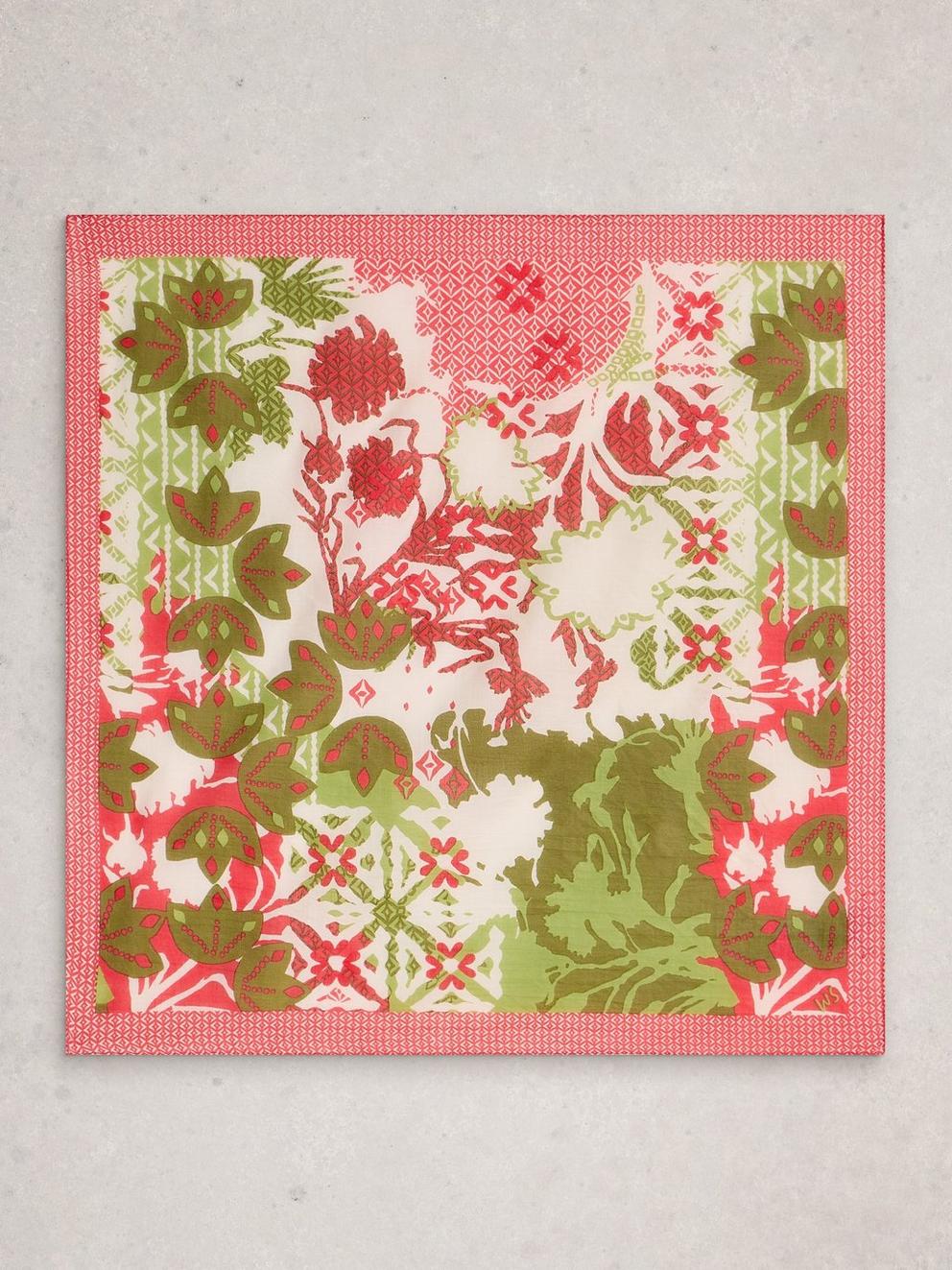 Emily Square Printed Scarf in PINK PR - FLAT BACK