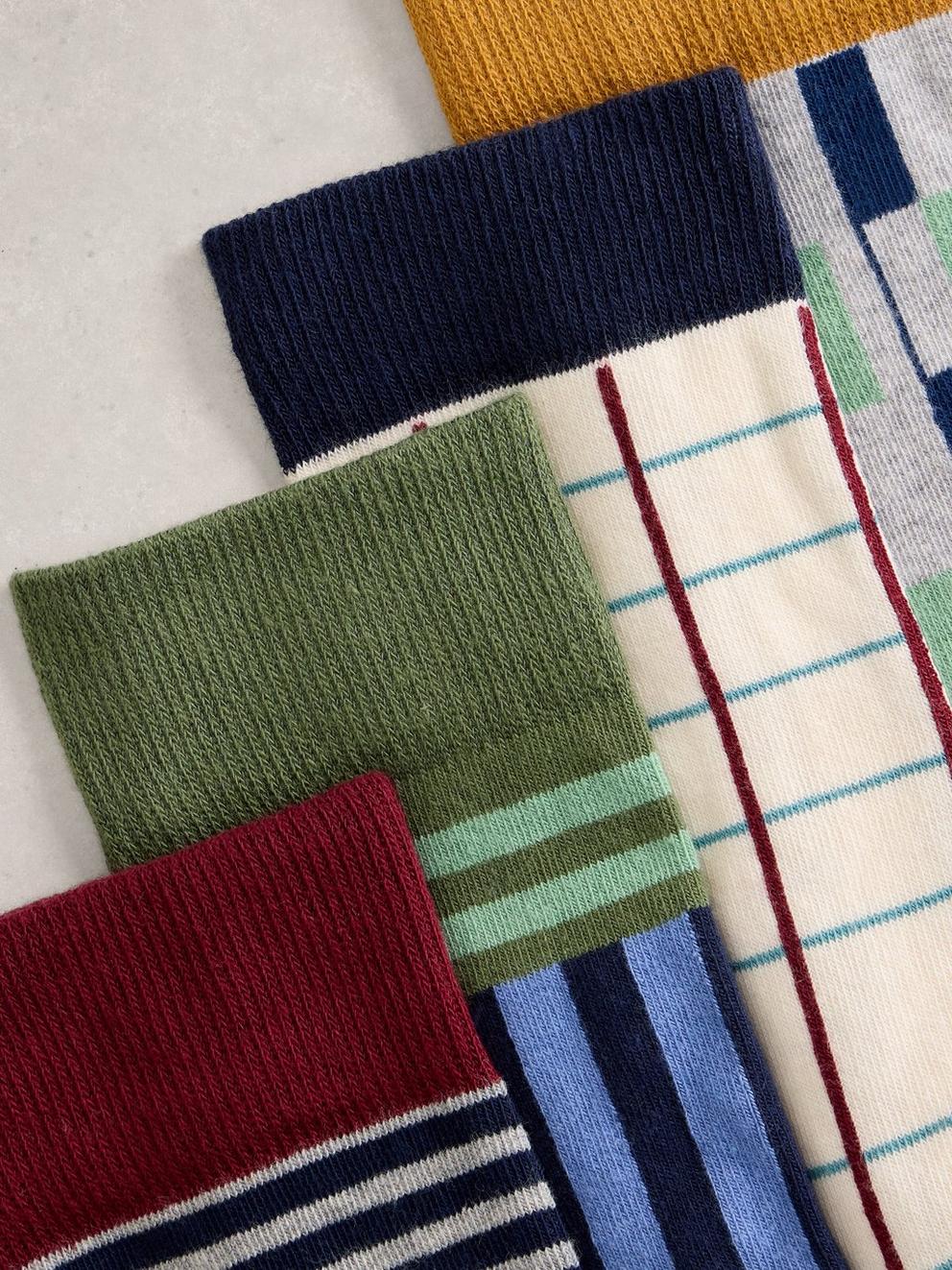 4PK Geo Print Ankle Socks in GREEN MLT - FLAT DETAIL