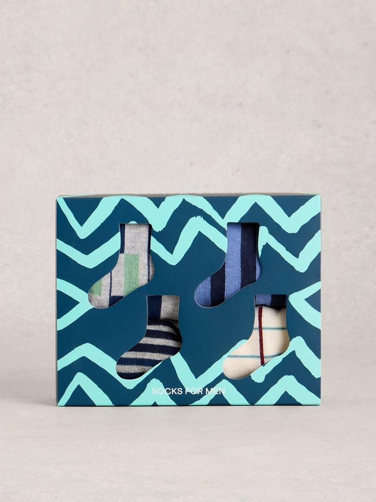 4PK Geo Print Ankle Socks in GREEN MLT - LIFESTYLE