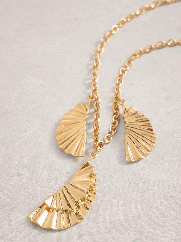 Scarlet Long Drop Necklace in GLD TN MET - FLAT DETAIL