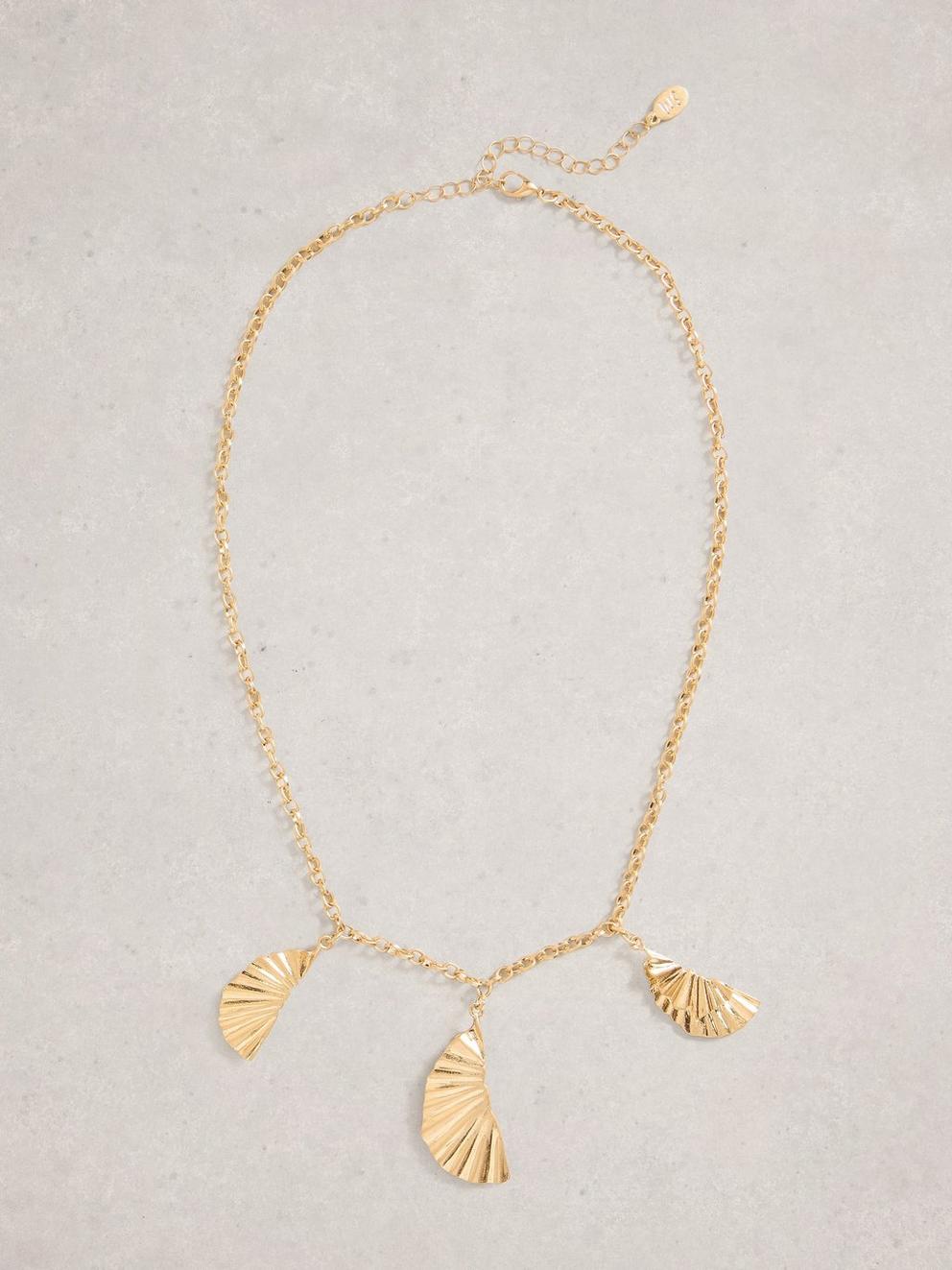 Scarlet Long Drop Necklace in GLD TN MET - FLAT FRONT