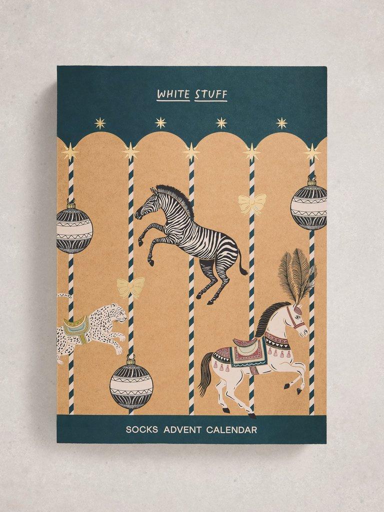 Mens 12 Days Sock Advent in NAVY MULTI - FLAT DETAIL