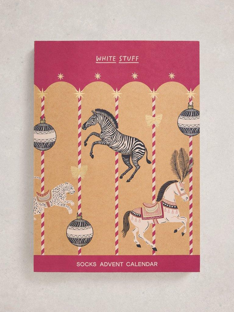 Womens 12 Days Sock Advent in PINK MLT - FLAT DETAIL