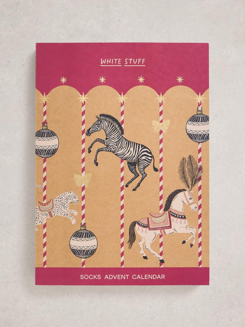 Womens 12 Days Sock Advent in PINK MLT - FLAT DETAIL