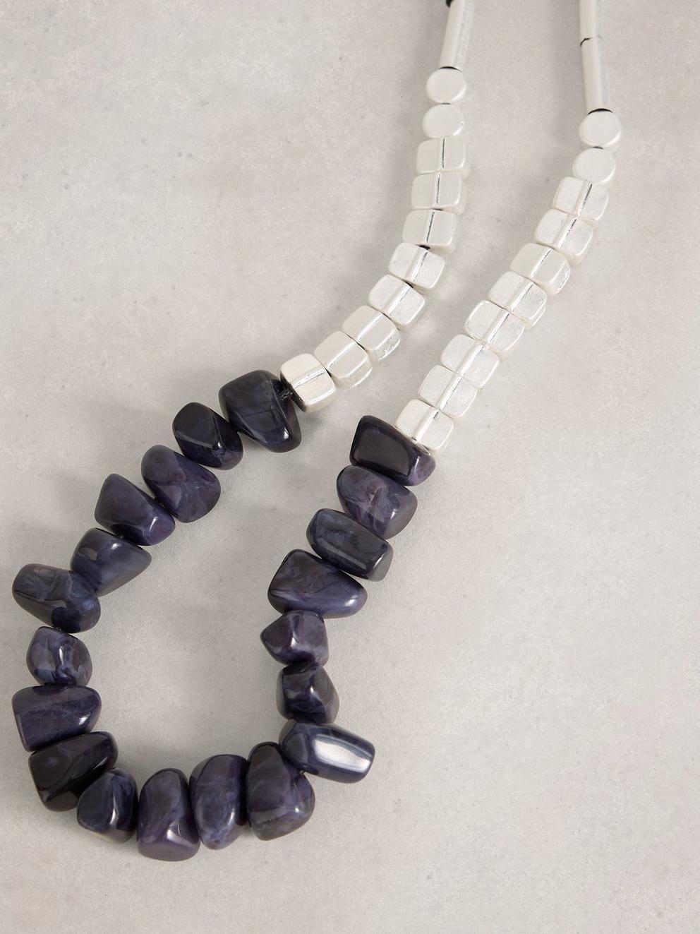 Rosie Stone Necklace in NAVY MULTI - FLAT DETAIL