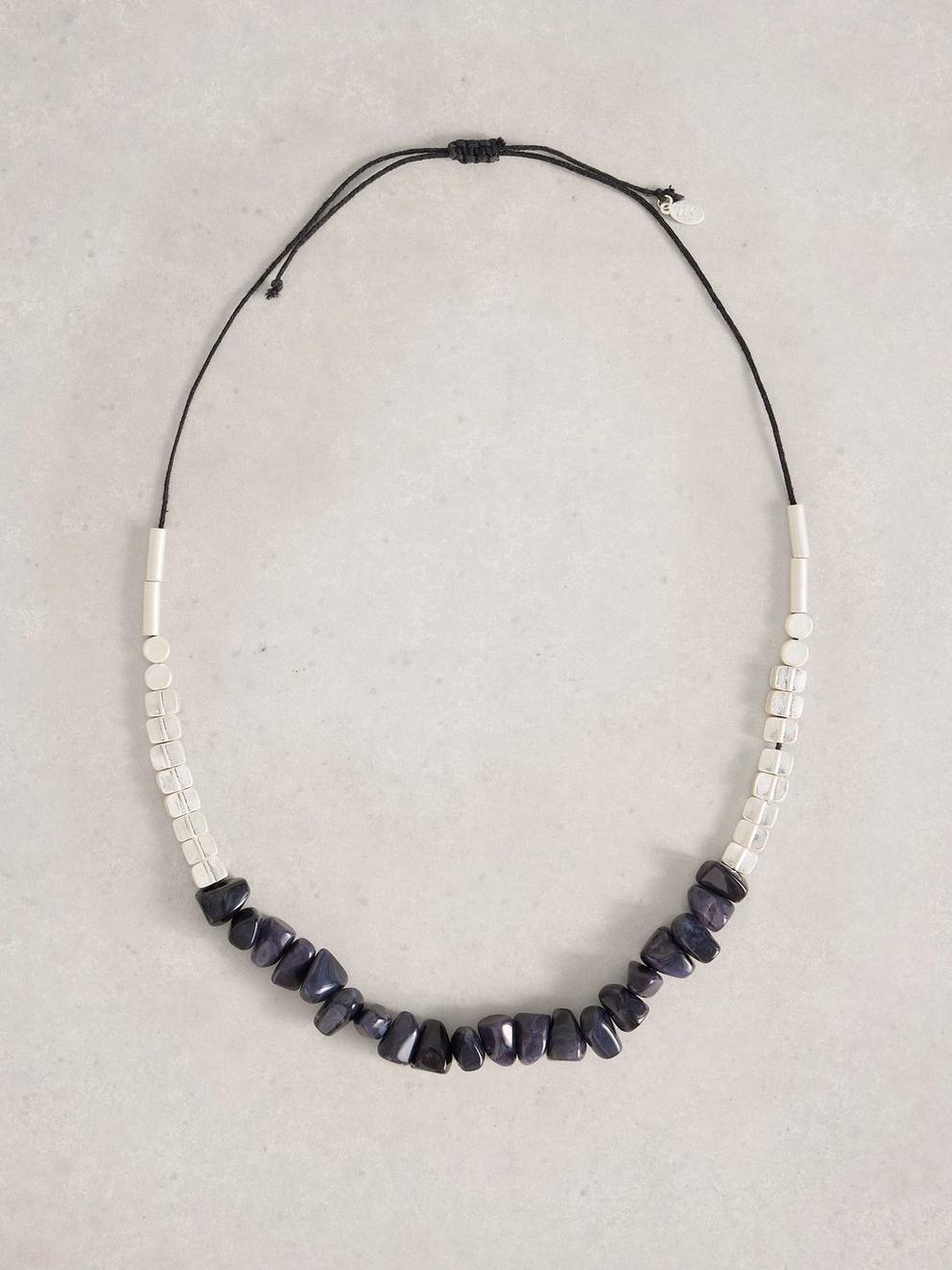 Rosie Stone Necklace in NAVY MULTI - FLAT FRONT