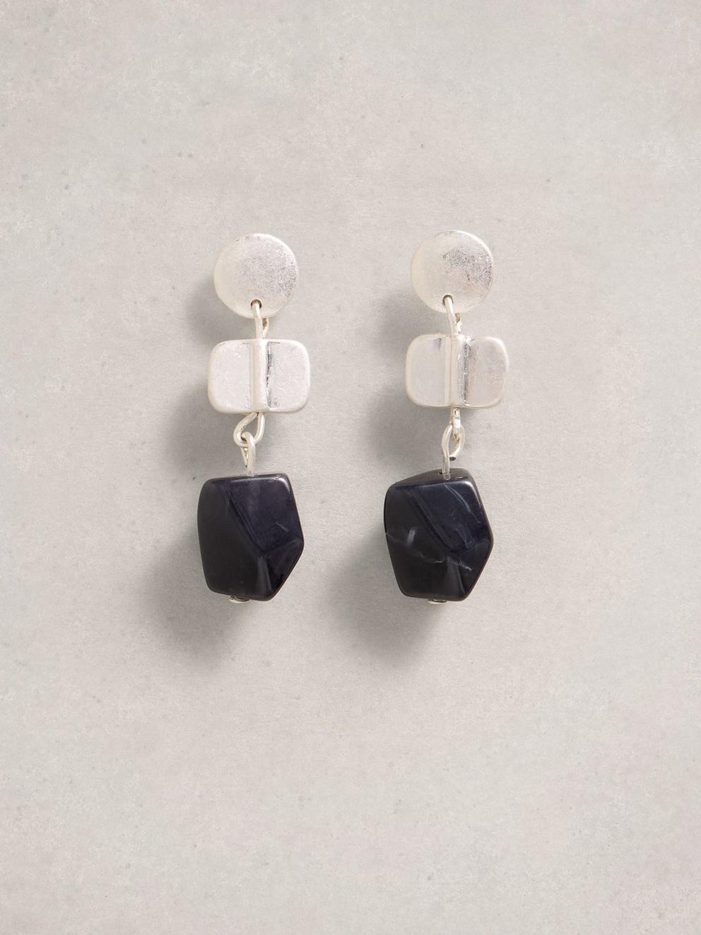 Rosie Stone Drop Earring in NAVY MULTI - FLAT FRONT