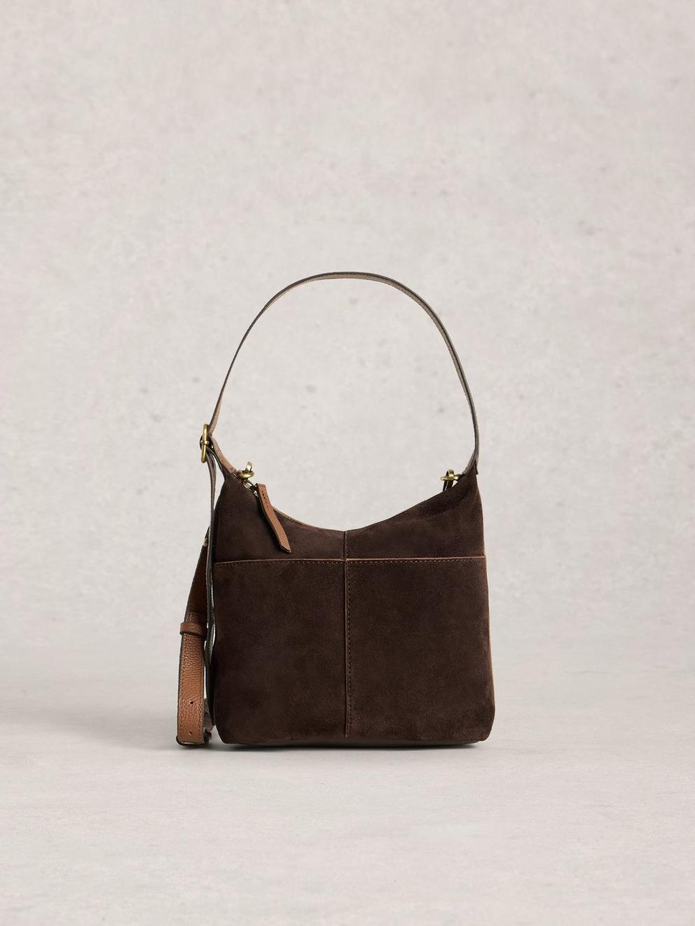 Mini Sophia Suede Crossbody in DK BROWN - LIFESTYLE