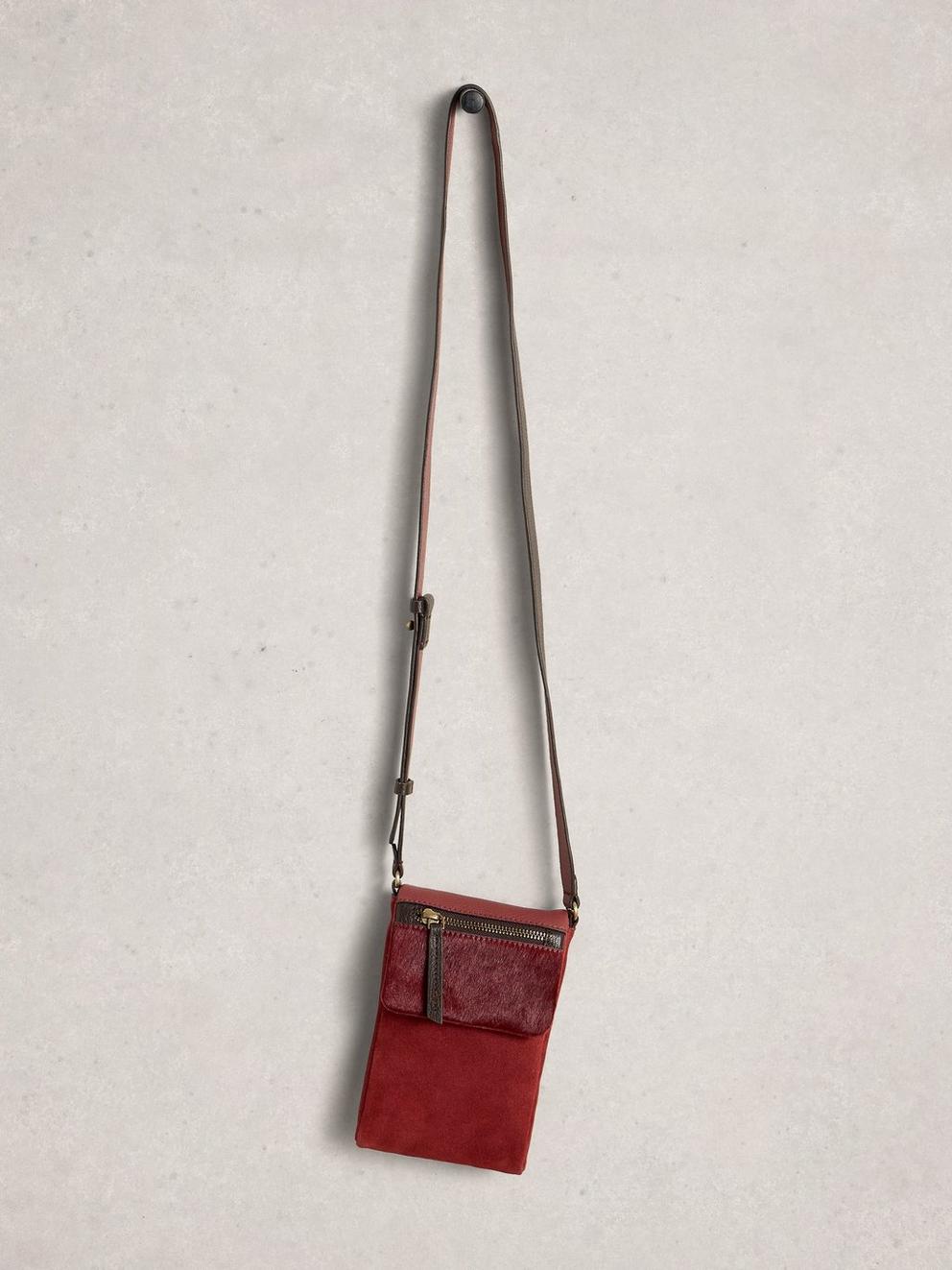 Tiggy Phone Bag in DEEP RED - FLAT FRONT