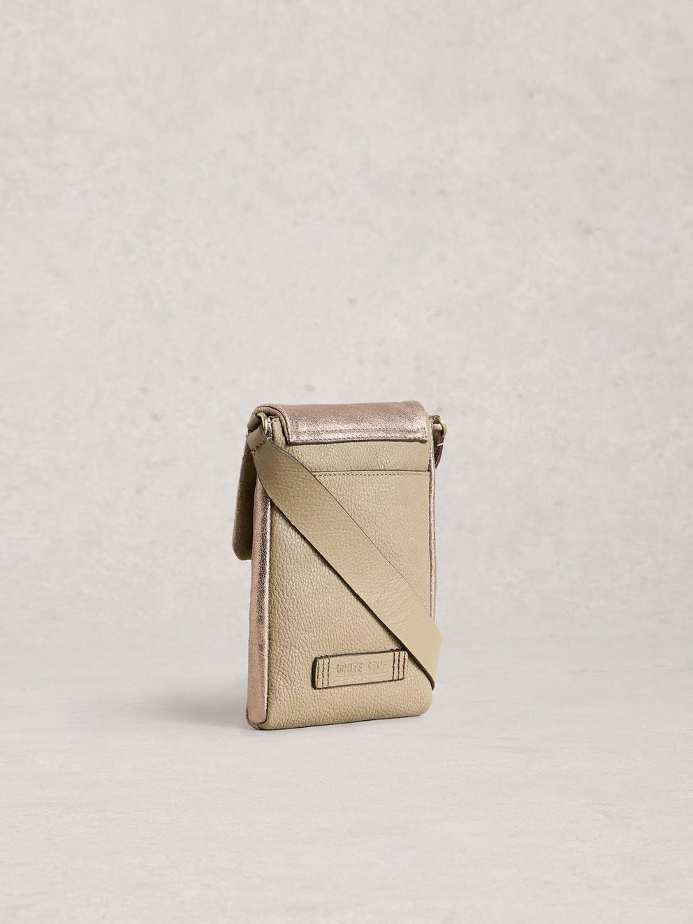Tiggy Phone Bag in GLD TN MET - FLAT BACK