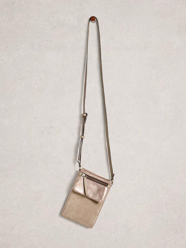 Tiggy Phone Bag in GLD TN MET - FLAT FRONT
