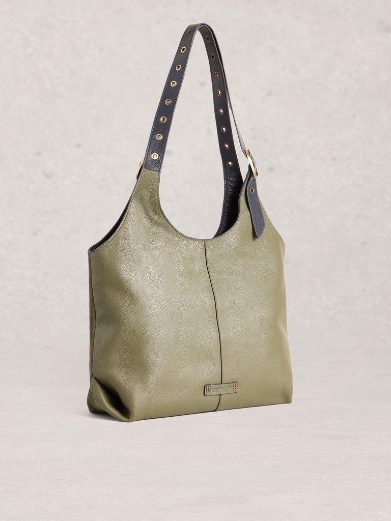 Hollie Tote Bag in KHAKI GRN - FLAT BACK