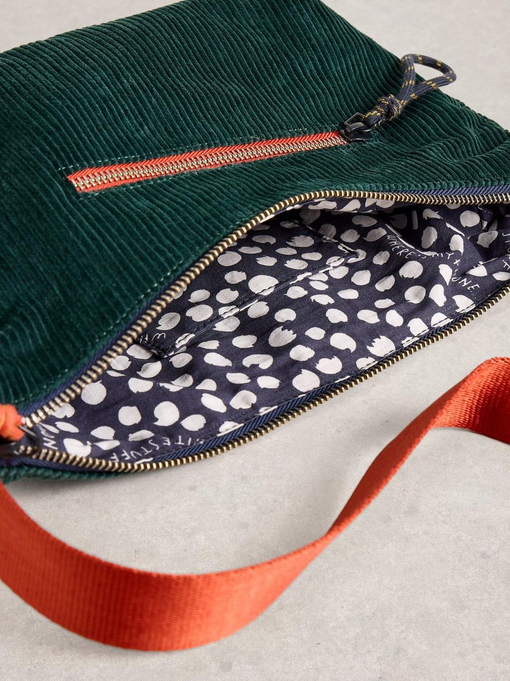 Meadow Corduroy Bag in DK TEAL - FLAT DETAIL