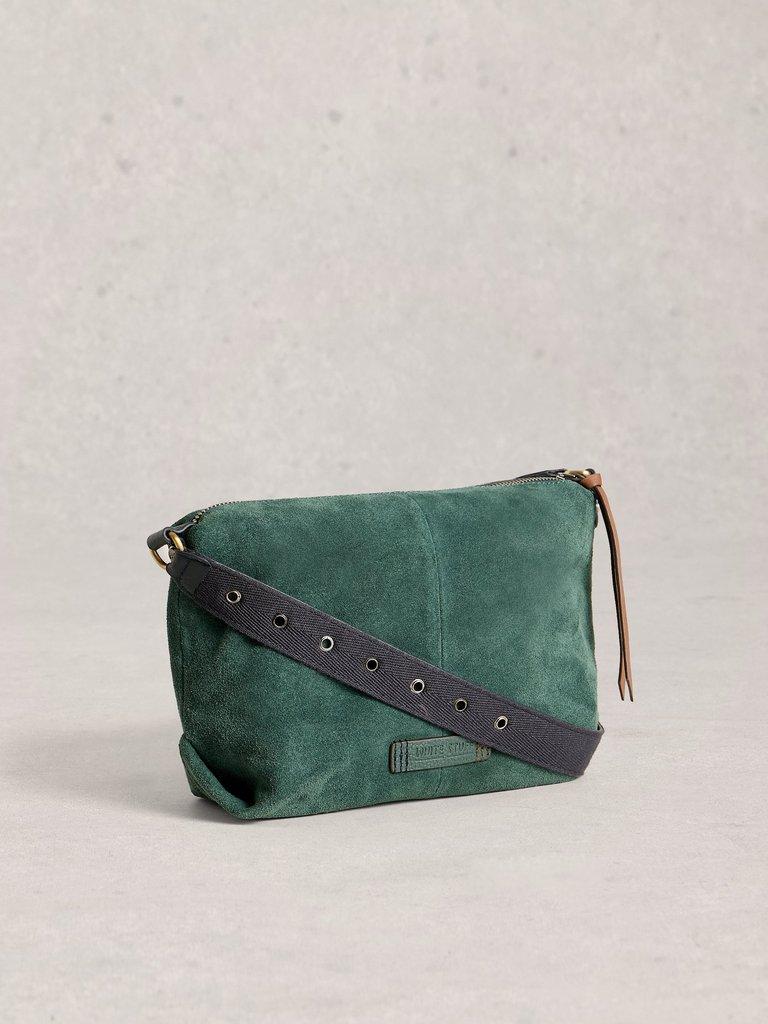 Hollie Crossbody Suede Bag in MID TEAL - FLAT BACK