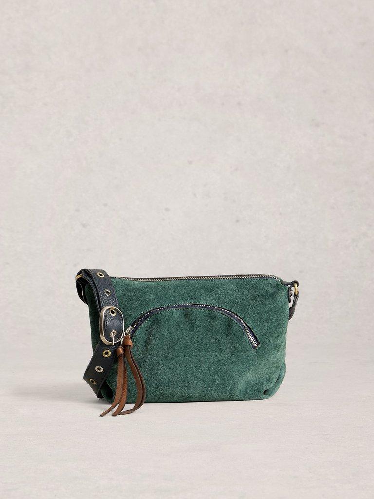 Hollie Crossbody Suede Bag in MID TEAL - LIFESTYLE