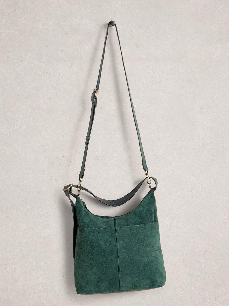Sophia Suede Crossbody in DK TEAL - FLAT FRONT