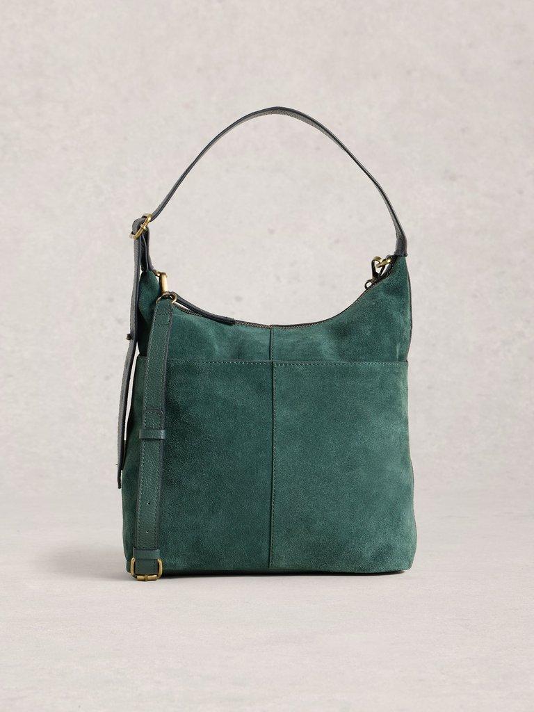 Sophia Suede Crossbody in DK TEAL - LIFESTYLE