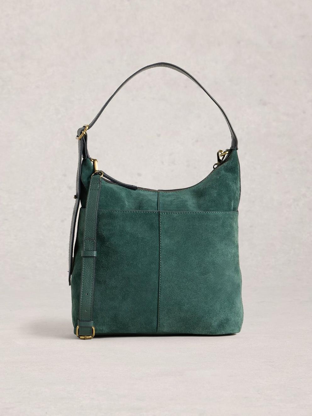 Sophia Suede Crossbody in DK TEAL - LIFESTYLE