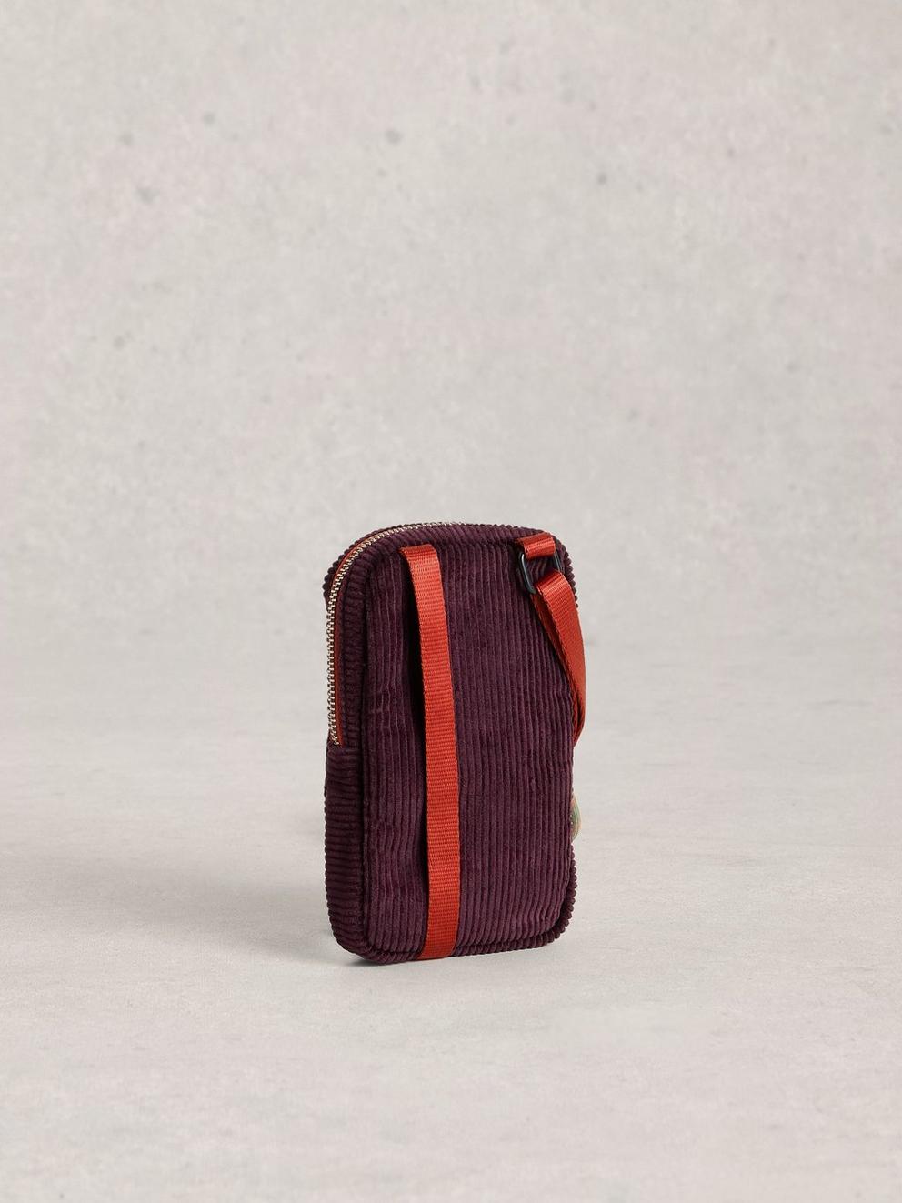 Meadow Corduroy Phone Bag in DK PURPLE - FLAT BACK